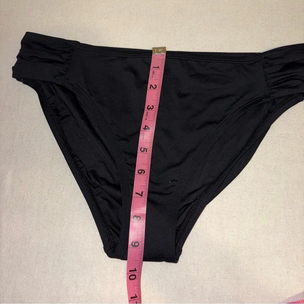 NWT La Blanca‎ Island Goddess Side Hipster Bikini Bottom black Size 10